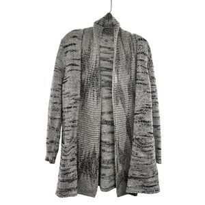 BB Dakota Women's Open Front Knit Cardigan Black/White Size Small Pockets